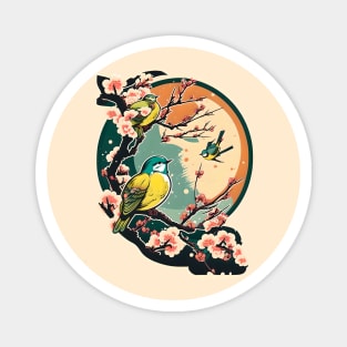 Springtime Birds In A Cherry Blossom Tree Magnet